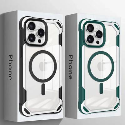 Противоударные прозрачные чехлы-бамперы для iPhone 16 15 14 13 12 11 Pro Max 16 Plus Чехол для беспроводной зарядки MagSafe
