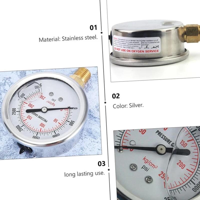 Oil Pressure Gauge Stainless Steel Construction for Water Gas Pressure Meters