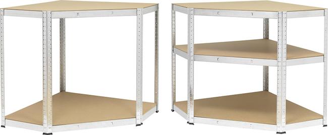 Zeus Corner Metal Shelf - 5 Shelves, Galvanized, High Load Capacity 875 Kg, Corner, Spacious