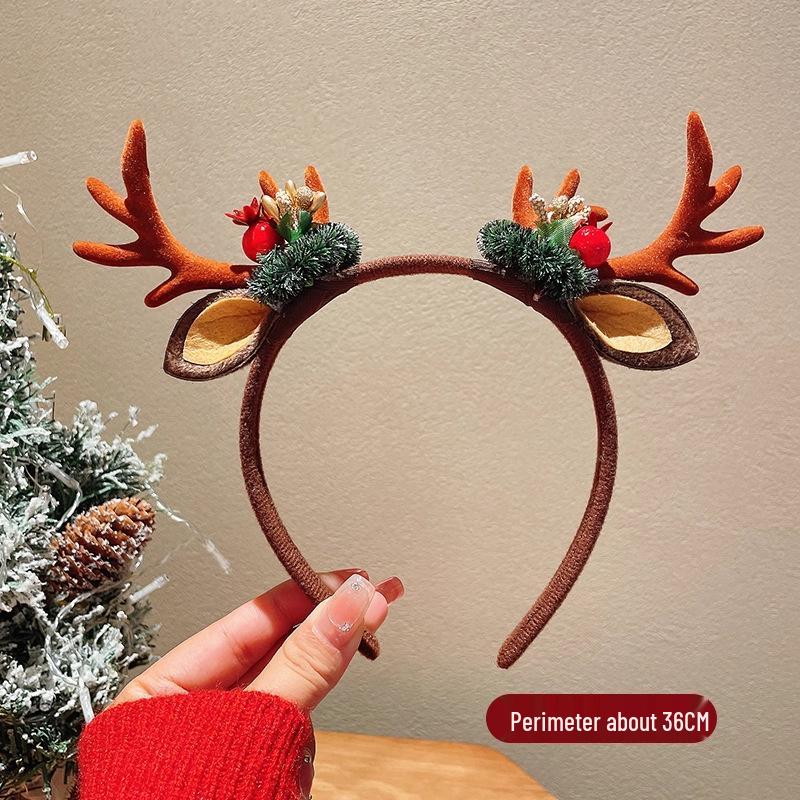 Christmas Reindeer Antler Headband - Plush, Cute Hair Accessory for Girls’ Holiday Costume