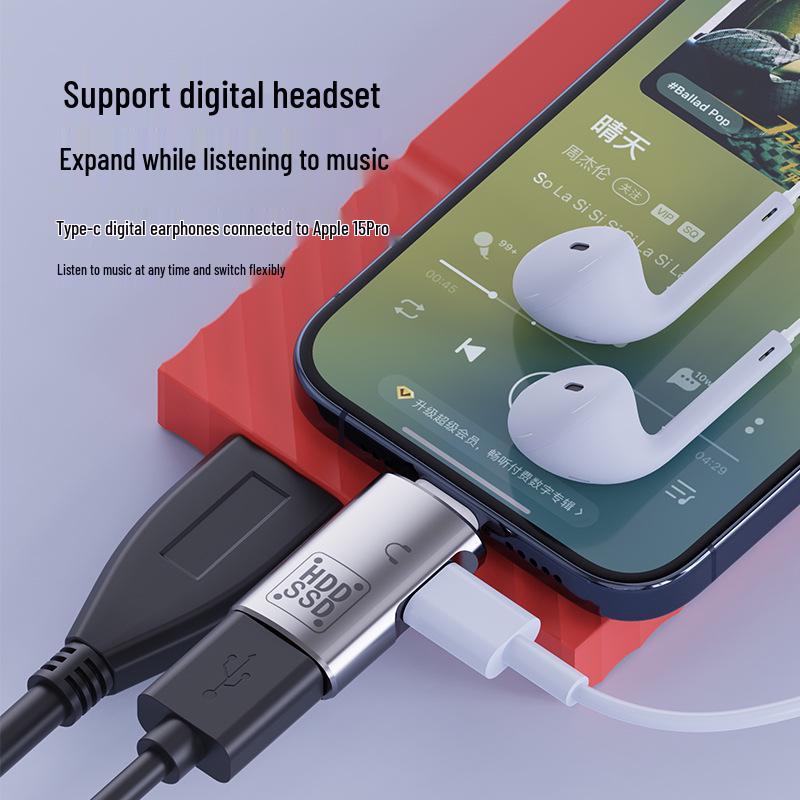 USB-C OTG Адаптер для Зарядки и Наушников, Совместим с Apple 15 и Телефонами на Android Huawei, Поддержка PD 10 Вт.