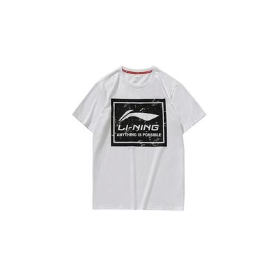 Футболка с принтом логотипа Li Ning, мужские топы, стандартная, белая AHSP493-1