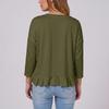 Women's Ruffle Trim Cardigan, Loose Fit 3/4 Sleeve Knit Sweater, Lightweight Summer Cardigan with Irregular Hem, Casual Open Front Layer