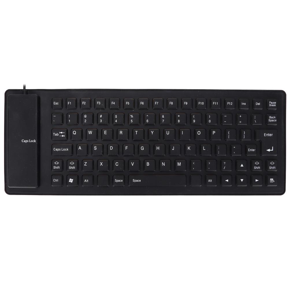 Silent Keys USB Wired Keyboard Waterproof Roll-up Keyboard Silicone Keyboard Travel Office