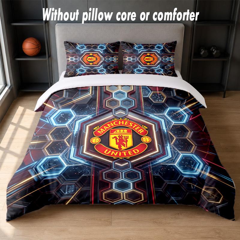 Дизайн Manchester United Постельное белье 1 пододеяльник + 2 наволочки Мягкое дышащее домашнее постельное белье