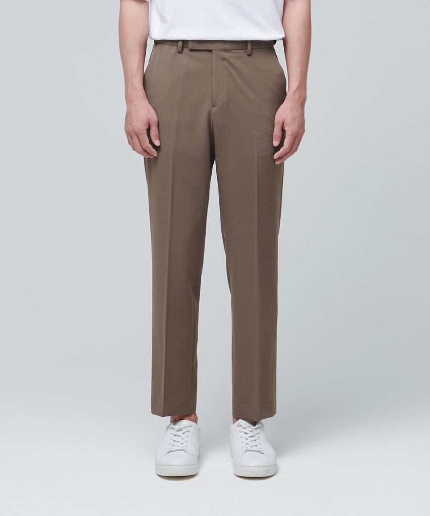 MUSINSA STANDARD Relaxed Tapered Hidden Banding Crop Slacks [Light Brown]