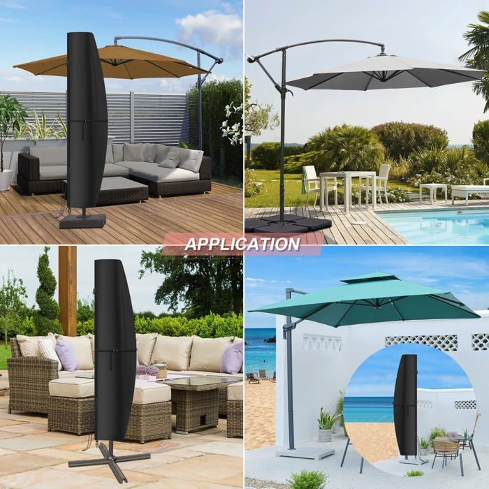 Housse de parasol extérieure imperméable AIMOONSA 280x40/81/50 cm avec tige et fermeture éclair