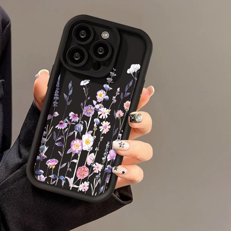 Модный силиконовый чехол для телефона с цветком для iPhone 16 11 12 13 14 15 Pro Max XS Max X XR 7 8 15 Plus SE 2022 женский мягкий защитный чехол для объектива камеры