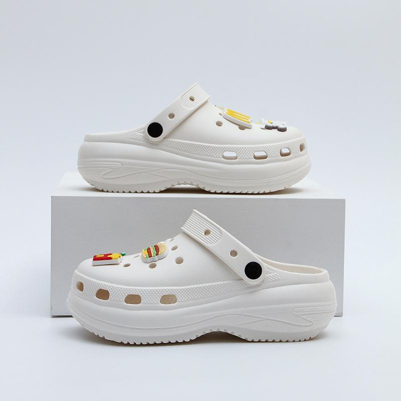 Женские сандалии на толстой подошве с отверстиями, новинка лета, увеличивающие рост, пляжные, для моря, сумка-голова, полушлепанцы женские