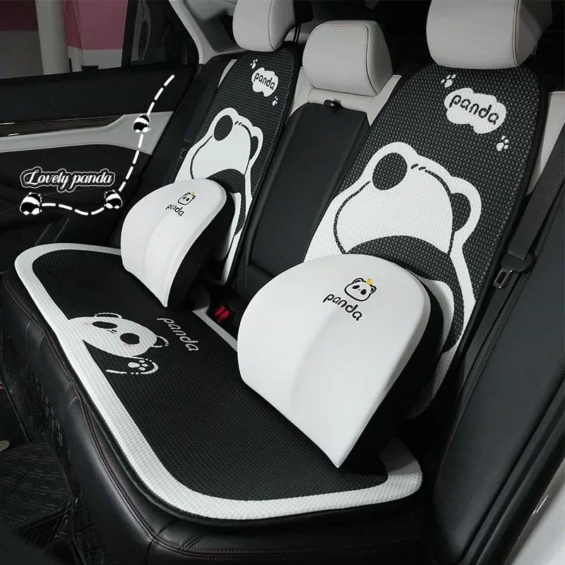 Universal Panda Car Seat Cushion Full Set Fashion Breathable Universal Seat Cushion Cover Anti Slip Panda Interior Accessories