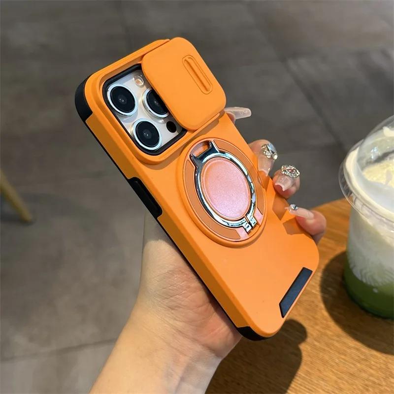 Роскосный чехол с беспроводной зарядкой для iPhone 11 16 12 13 14 15 17 Pro Max Plus Магнитный держатель-кольцо Защитная крышка для камеры