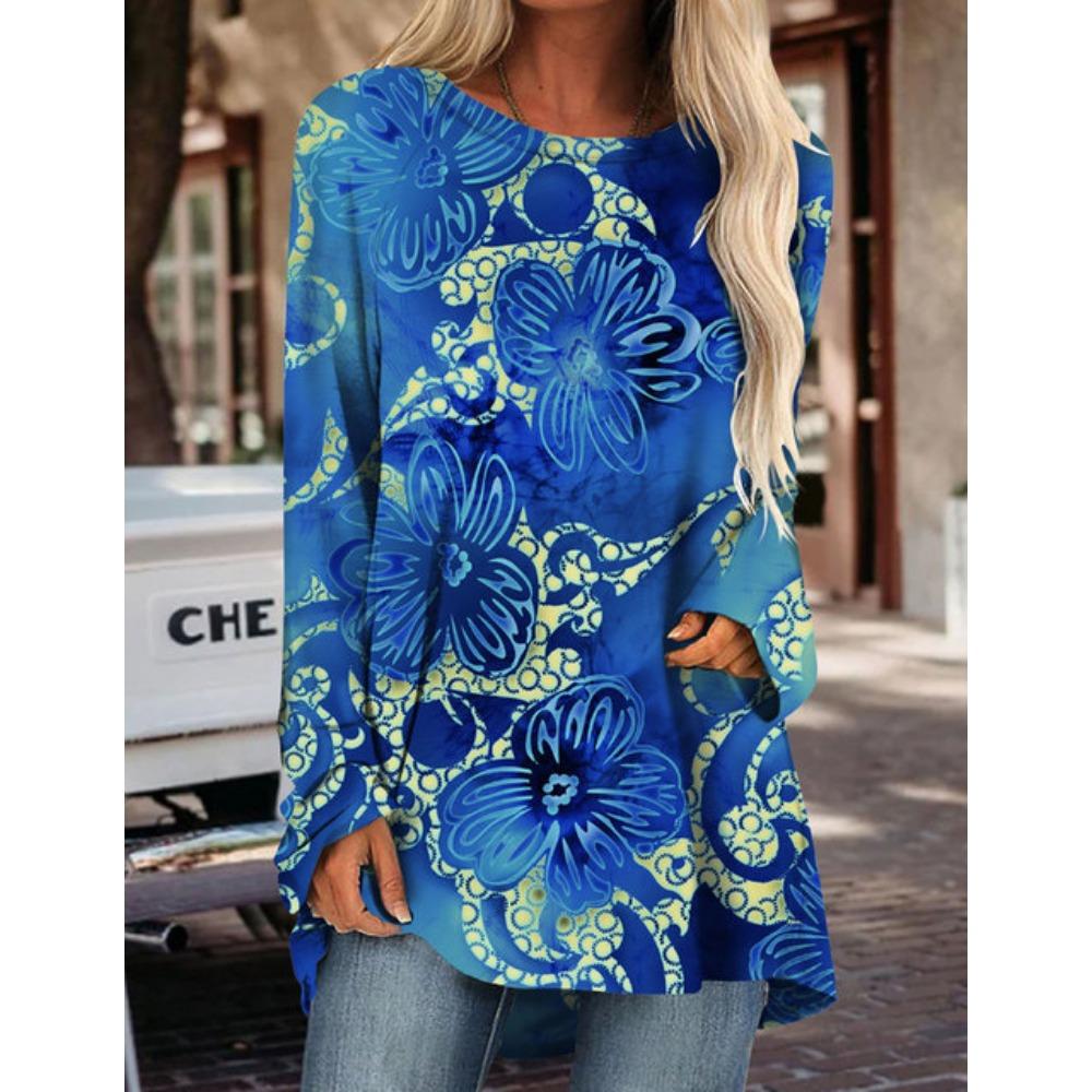 Женская футболка с длинным рукавом, новый топ с принтом, модная новая одежда на осень и зиму, свободная версия большого размера с длинным рукавом