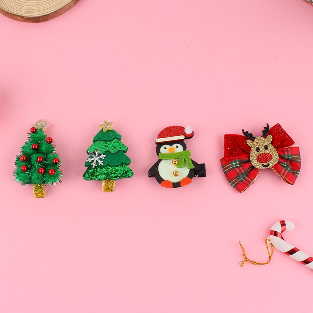 Шикарная рождественская заколка для волос из нержавеющей стали, боковые зажимы, лось, пингвин, новогодняя елка, снежинка, невидимки, аксессуары для укладки, новогодняя вечеринка