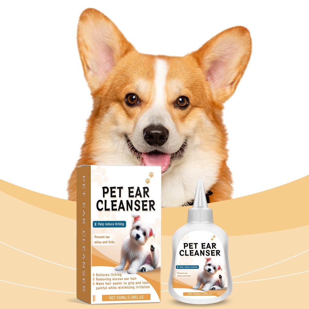 Средство для чистки ушей домашних животных, средство для чистки ушных клещей, мягкое и не раздражающее, устраняет запах ушей, грязь и сохраняет сухость 1 шт., 100 мл