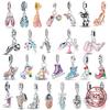 Original Copper Charms Beads Sneakers Ice Roller Skates Pointe Shoes Charm For Bracelet Pendant Woman Girl Jewelry