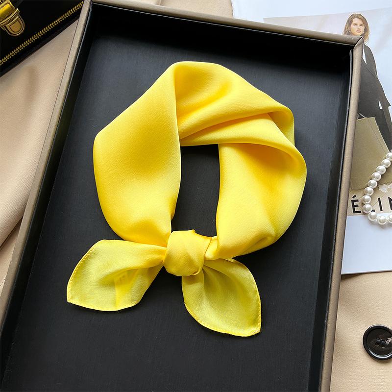 Hangzhou solid color mulberry silk scarf women's summer silk scarf 11 small square scarves high-end plain silk scarf