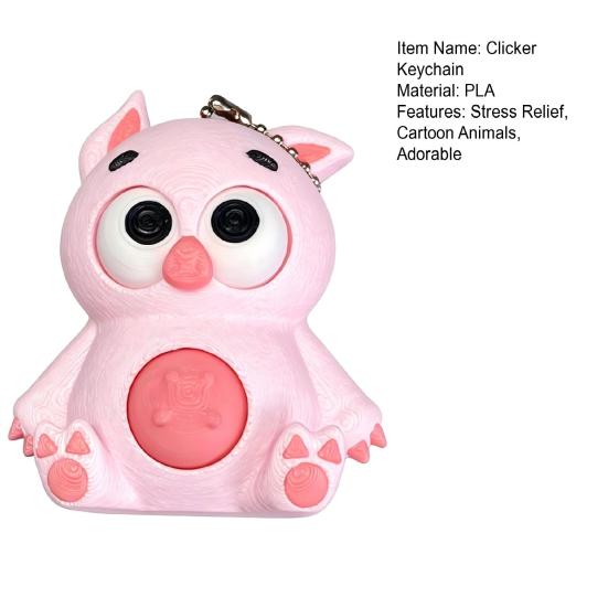 Umbra Studio 3D Printed Animals Fidget Clicker Keychain, Anxiety Stress Relief Sensory Toy, Cartoon Animal Charm for Backpack, Keys, Bags