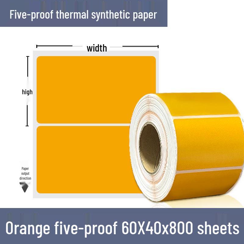 Color Five-Proof 70x50 Thermal Paper & Low-Temp Resistant 60x40 Barcode Label