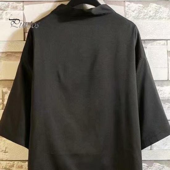 Весенняя мужская рубашка в стиле ретро в китайском стиле с открытой строчкой, свободный кардиган с рукавами три четверти, платье священника, чистый цвет, традиционная одежда, повседневная куртка, топ