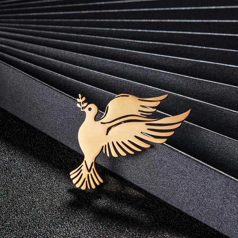 World Peace Peace Dove Olive Branch Brooches for Women Men Elegant Gold Color Smooth Brooch Pins Suit Jacket Jewelry Accessories
