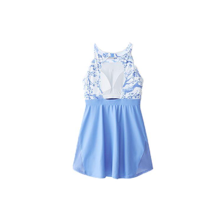 Anta Серия Little Waist Логотип Принт Круглый вырез Без рукавов Купальное платье Женская купальная одежда Синий 1823531421-1