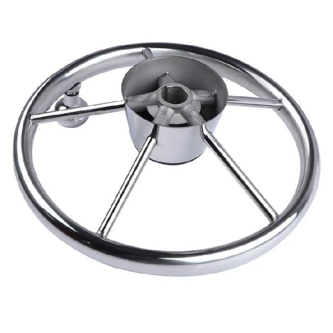 Boat Accessories Steering Wheel With knob Stainless Steel 5 Spoke 25 Degree 11'' For Marine Yacht