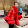Winter New Celebrity Style Cape Shawl Coat Female Red Bride Chinese Wedding Cape Coat