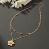 LATS Metal Wrinkled Stereoscopic Flowers Pendant Necklace for Women Charm Temperament Clavicle Chain Party Jewelry