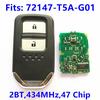 2-кнопочный интеллектуальный карточный смарт-ключ для Honda FIT Jazz VEZEL XRV Freed Amaze BRV автомобильный дистанционный ключ/434 МГц/72147-T5A-G01/ID47 чип/HON66