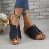 Slippers Women Summer New Open Toe Retro Thick Sole Wedge Comfortable Beach Slippers Lady Slides Women's Shoes Zapatillas Mujer