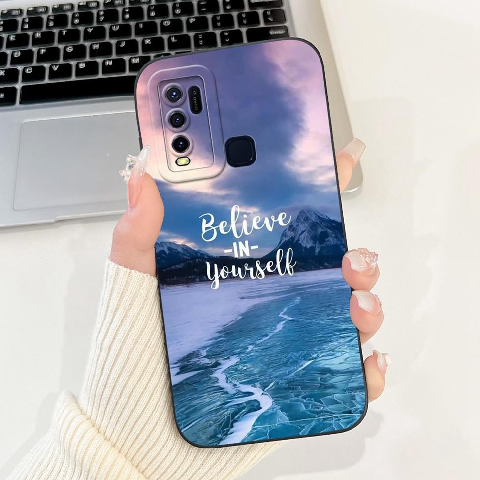 Для Vivo Y30 1938 Чехол Y50 1935 Роскошные Цветы Кавайный Милый Забавный Расписной Силиконовый Ударопрочный Чехол для Телефона Для Vivo Y50 Задняя Крышка