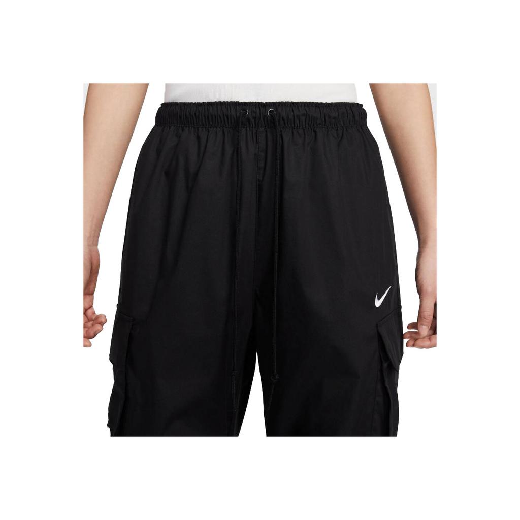 Nike Спортивная одежда Логотип Многокарманные Завязки Удобные Универсальные Повседневные брюки Женские брюки Черные IF0392010