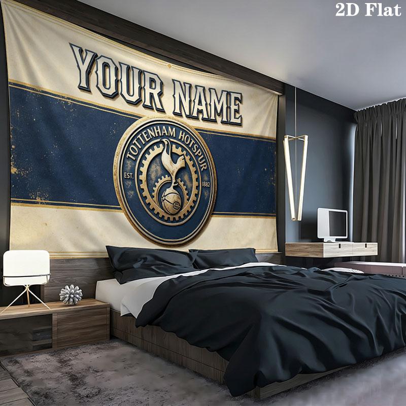 Custom Name,Tottenham Hotspur Wall tapestry, aesthetic printed fabric blanket, suitable for bedroom, living room, and home decor.
