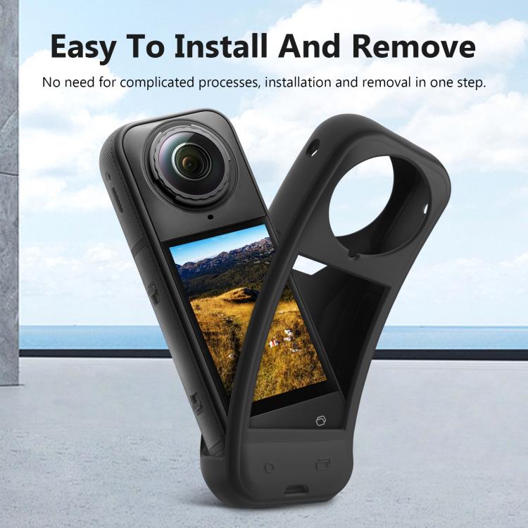Для Insta360 X5 PULUZ Силиконовый Защитный Чехол с Крышкой для Объектива (черный)