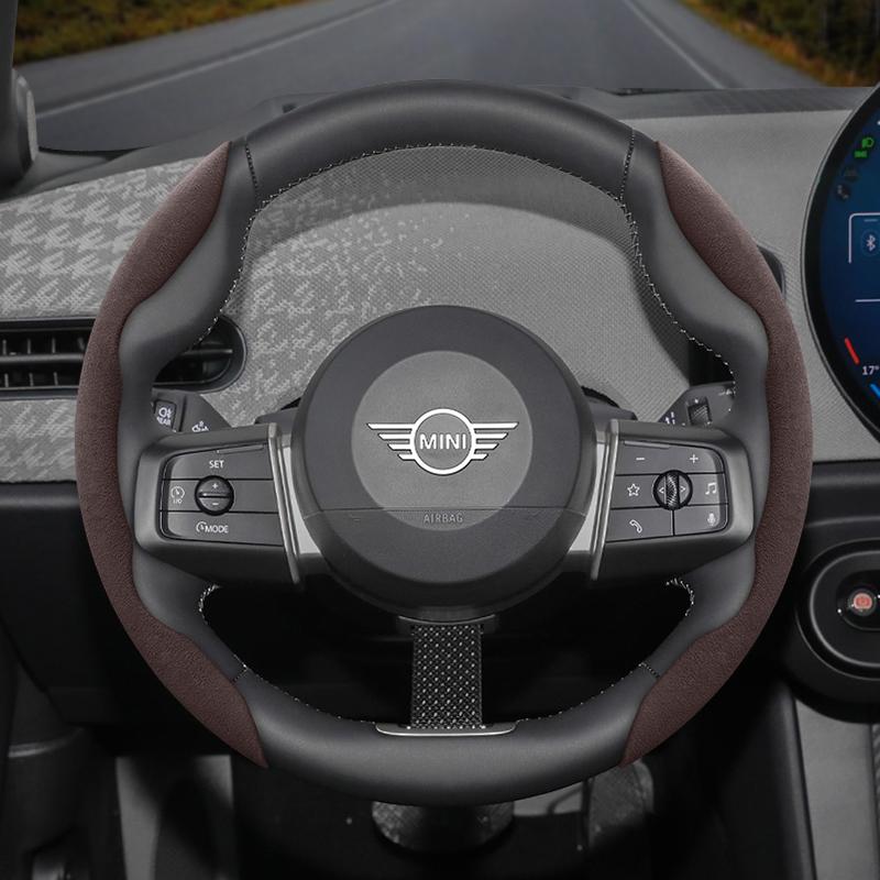 Suitable for Mini Anti-Slip Buckle Segmented Suede Steering Wheel Cover Suitable for R50 R56 Cooper Accessories Countryman Clubman Cabrio Paceman
