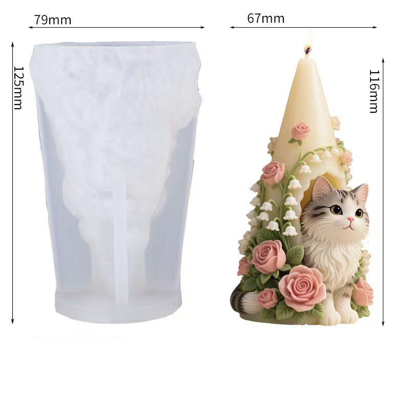 Силиконовая форма для ароматической свечи в форме кошки, набор для литья из смолы, реалистичная силиконовая форма для ремесленных мастерских, изготовления свечей, дома