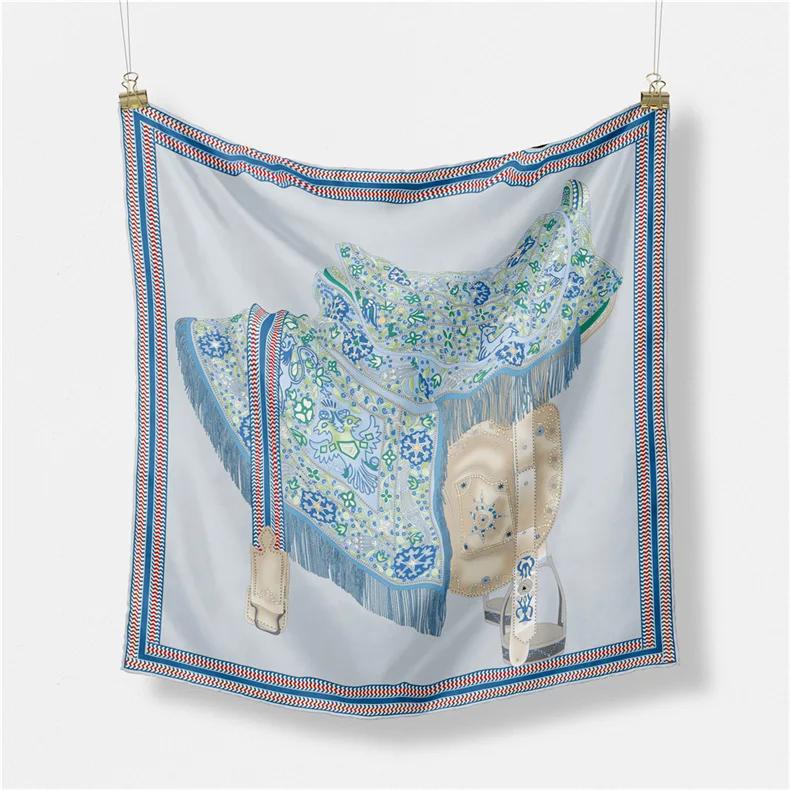 Luxury Print Silk Square Scarf Women Spring Neck Tie Shawl Wraps Female 53cm Hair Hand Wrist Headkercheif Hijab Bandana