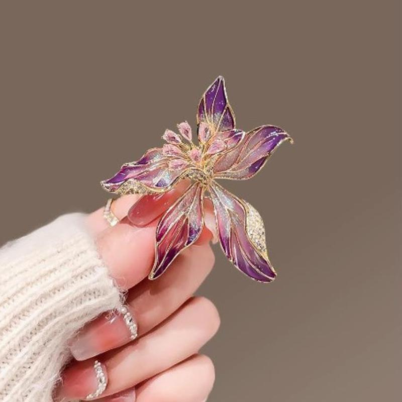 Personality Exquisite French Style Iris Flower Brooches For Women Clothing Coat Jewelry Accessories