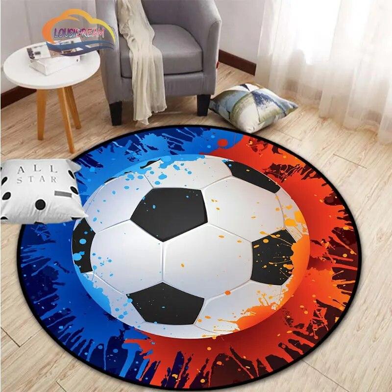 Ковер с изображением футбола, украшение для гостиной, круглая кровать, стул, коврик для дома, входная дверь, дети