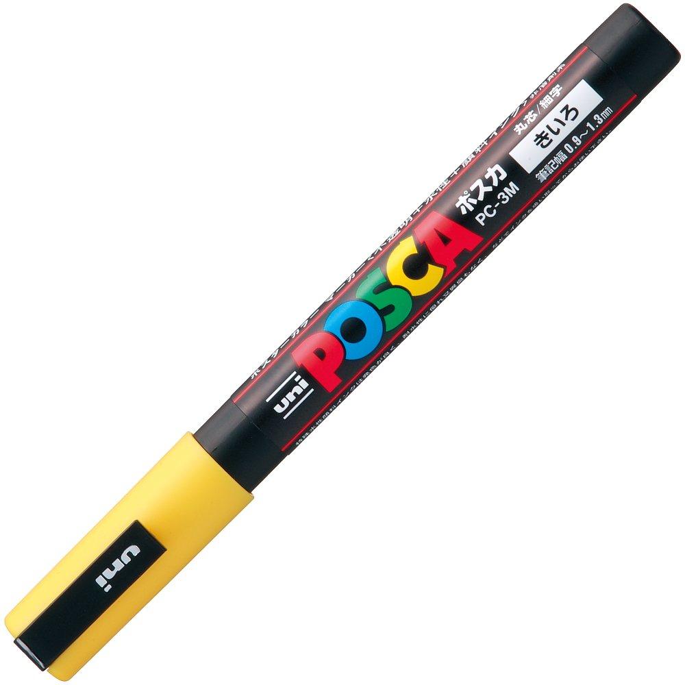 Mitsubishi Pencil Posca Fine Round 10 Pens Water-Based Pen, Point, Tip, PC3M.2, Yellow,