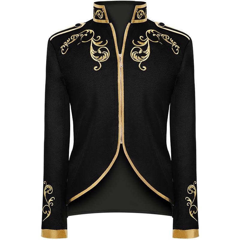 Palace Prince Halloween Cosplay Costume Medieval Renaissance Retro Costume Men Golden Embroidery Jacket Coat Suits