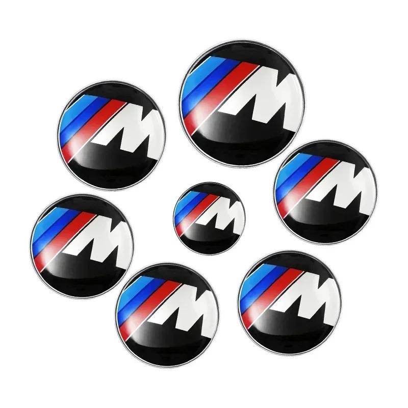 LRIMO1 7pcs Front Hood Emblem Car 50th Anniversary Logo 82mm+Rear Badge 74mm+Wheel Hub Cap 68mm Decoration Cover Styling for BMW M