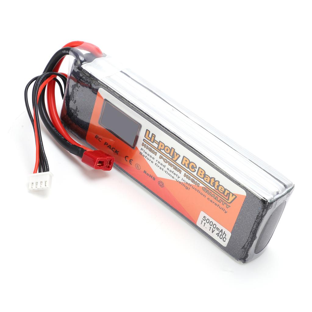11.1V 5000mAh 3S 40C Lipo Battery Pack with T Plug RC Battery for RC Car Boat Helicopter Drones