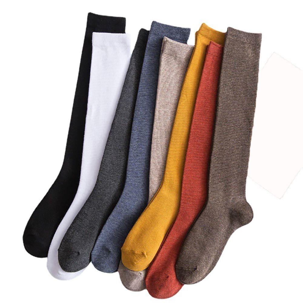 Elastic Sexy For Girl Student Solid color Cotton Hosiery Women Stockings Knee High Socks Calf Sock