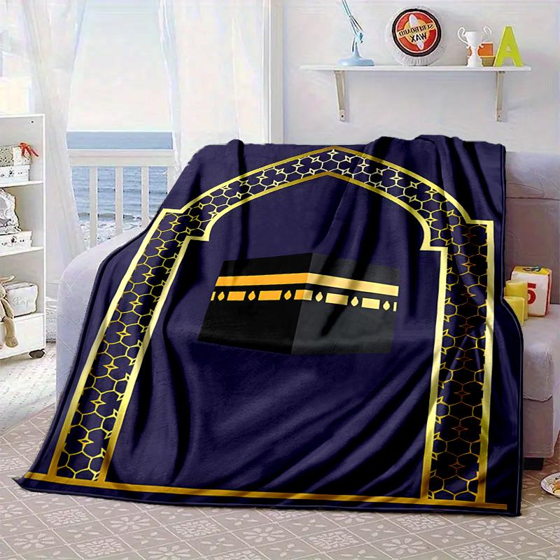 Golden Mosque Silhouette Blanket Flannel Blanket for bed, sofa, Camping, Hiking, Picnic Essentials, gift for family Fan gifts
