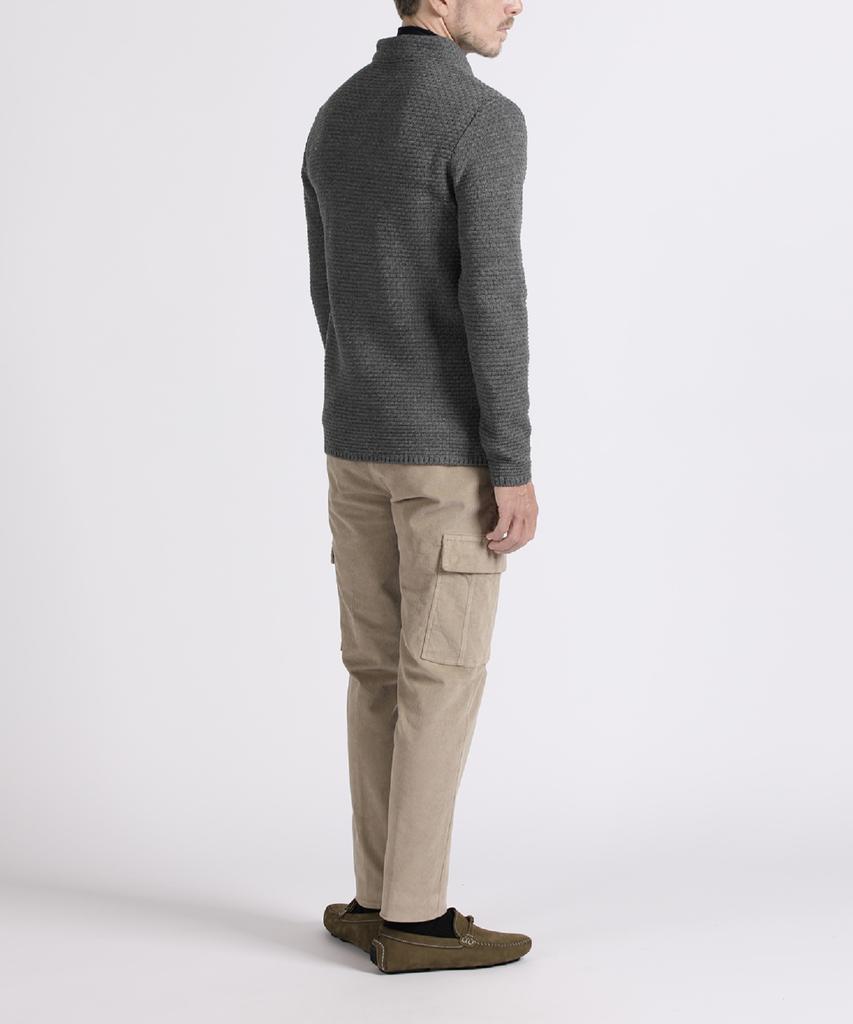 Panicale Gray Textured Wool Blend Knit Cardigan Jacket