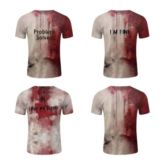 Детская футболка на Хэллоуин, футболка с принтом пятен крови, жуткая футболка с коротким рукавом и круглым вырезом