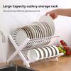 Metal Dish Rack Plate Bowl Organizer Large Capacity High Stability Foldable Design Kitchen Dining Organizer Countertop Adjustable