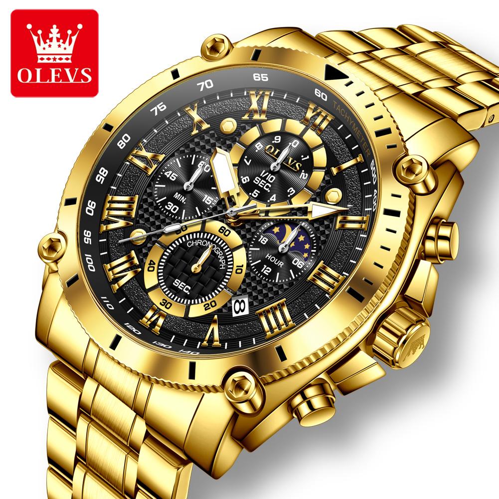 New Mens Watches OLEVS Top Luxury Brand Big Dial Watch Men Waterproof Quartz Wristwatch Sport Chronograph Clock Relogio Masculin