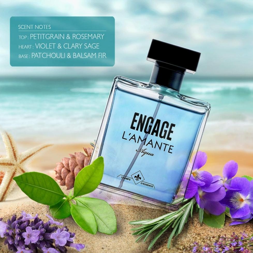 Engage L'amante Aqua Eau De Parfum для мужчин, аромат воды, парфюм для мужчин, стойкий запах, парфюм премиум-класса, приятный для кожи, 100 мл